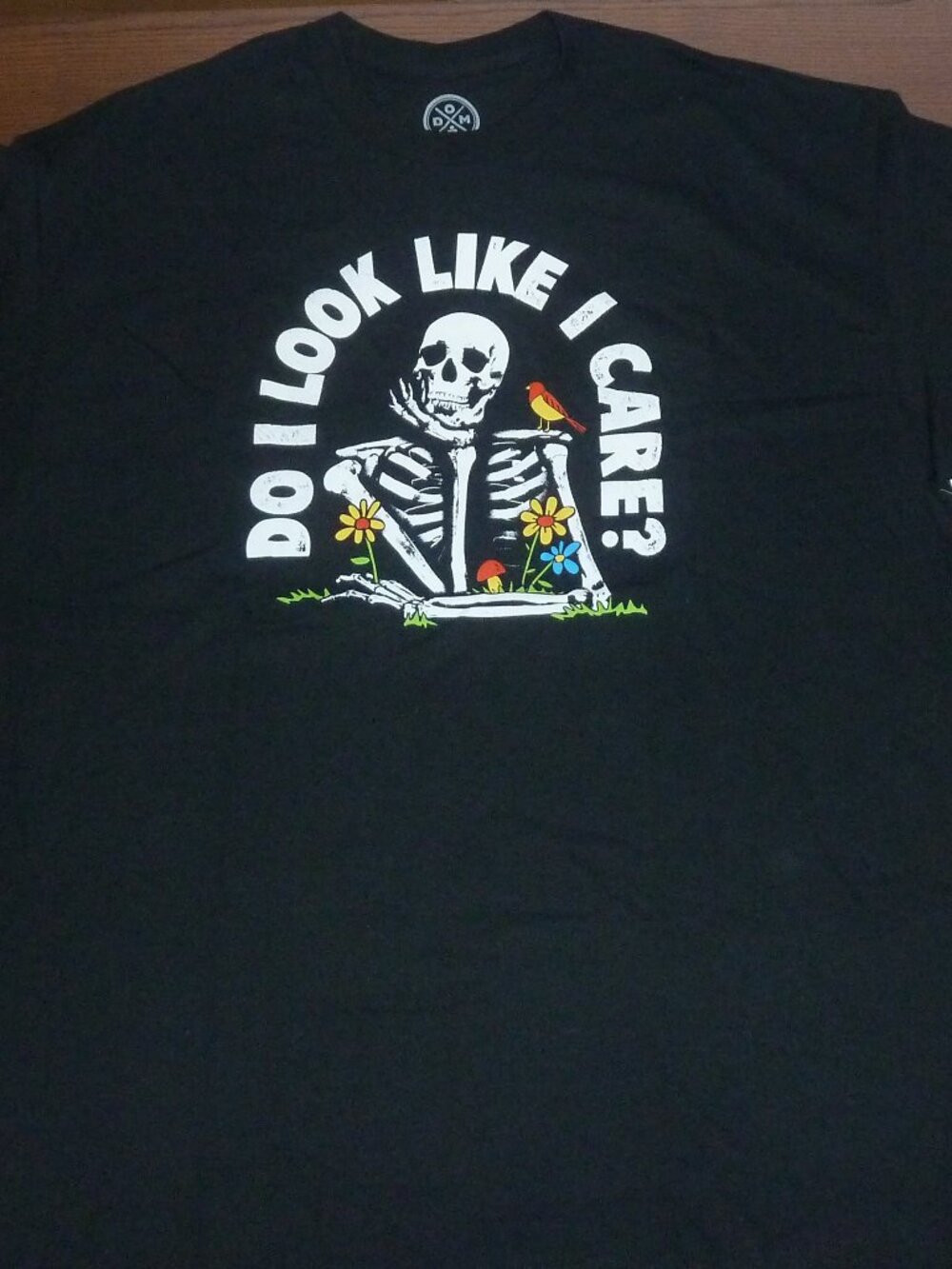 New Do I Look Like I Care Black Skeleton Graphic T-Shirt XL